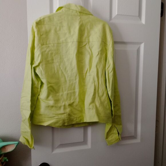 Relativity Green 100% Linen Long Sleeve Button Up Shirt L Women's - Picture 4 of 4